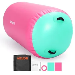 VEVOR opblaasbare airtrack rol van 120x75 cm in roze