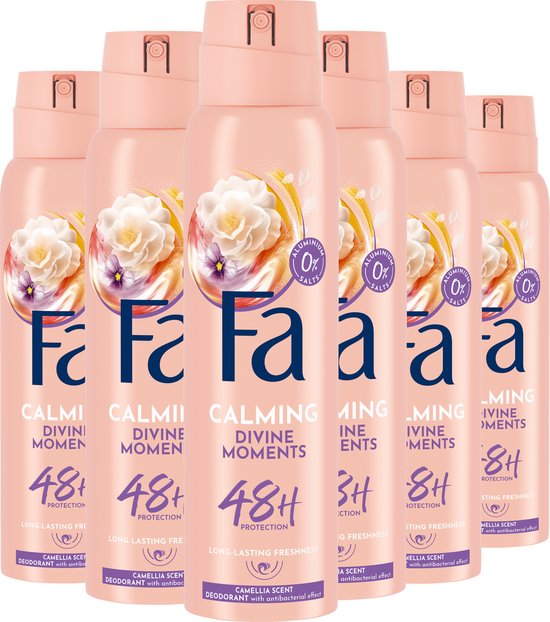 Fa Divine Moments deodorant spray in een voordeelverpakking van 6 flacons