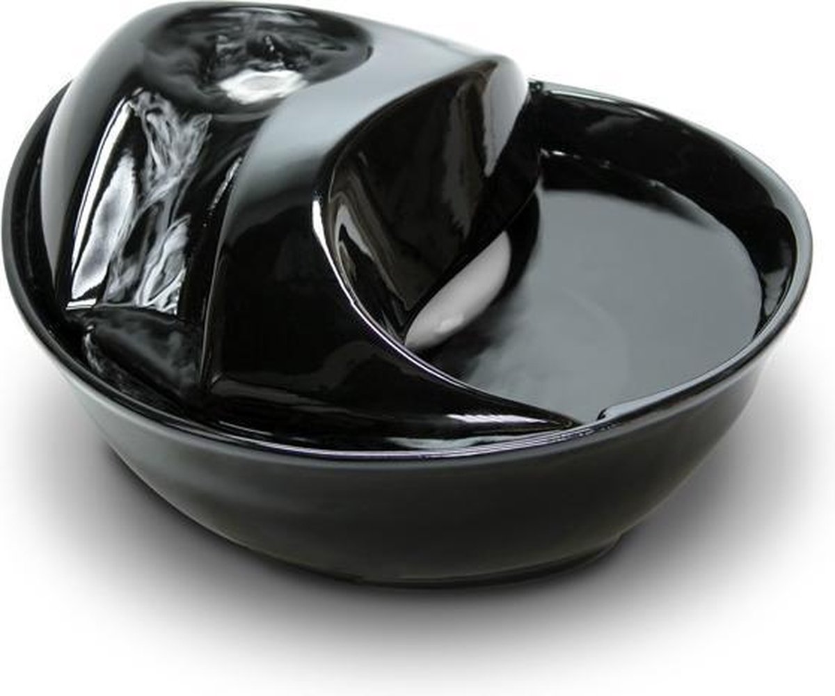 Raindrop drinkfontein van zwart keramiek