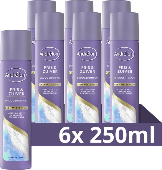 Andrélon Fris & Zuiver Droogshampoo voordeelverpakking van 6 bussen