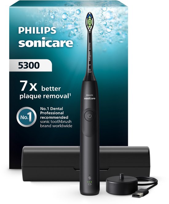 Philips Sonicare 5300 Series elektrische tandenborstel in zwart met reisetui