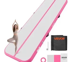 VEVOR opblaasbare airtrack turnmat van 300x100x10 cm in roze