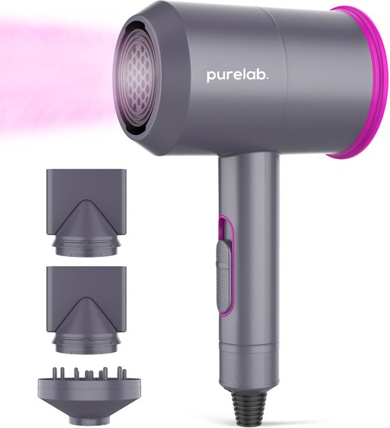 Purelab föhn met diffuser en ionische haardroger in het zwart
