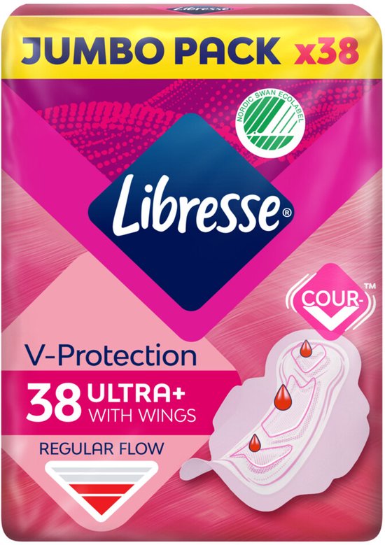 Libresse Ultra+ Regular maandverband jumbo pack met vleugels