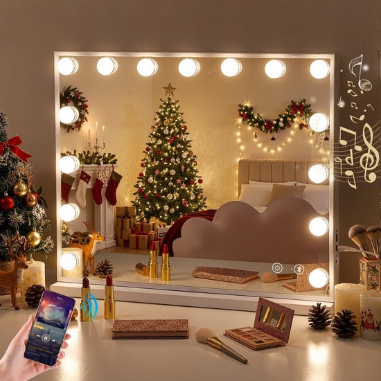 Fenchilin Hollywood make-upspiegel met Bluetooth-speaker en LED-lampen
