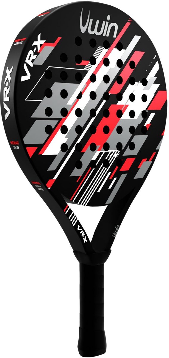 Uwin Padel Racket VR-X in rood, wit en grijs