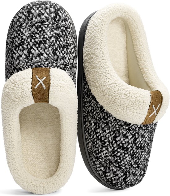 Comfeet sloffen voor dames in zwart/grijs met anti-slip zool