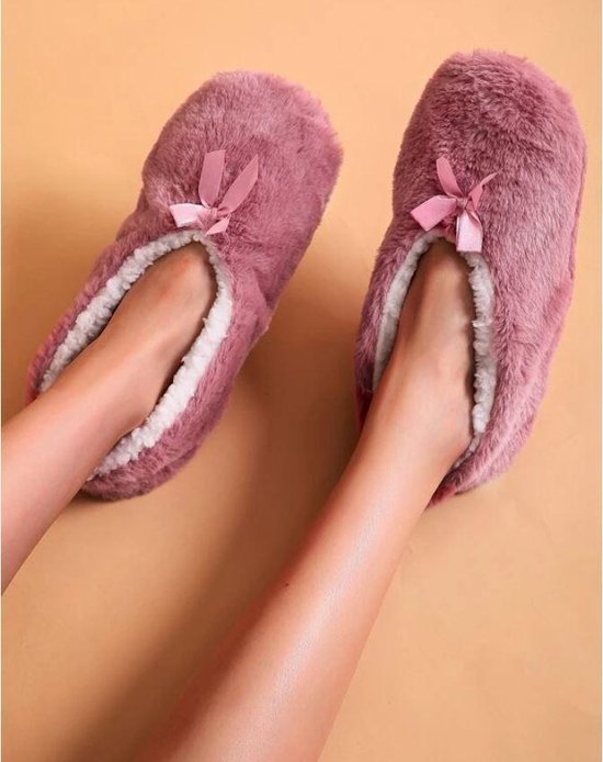 Sorprese Cosy pantoffels voor dames in roze fuzzy stof