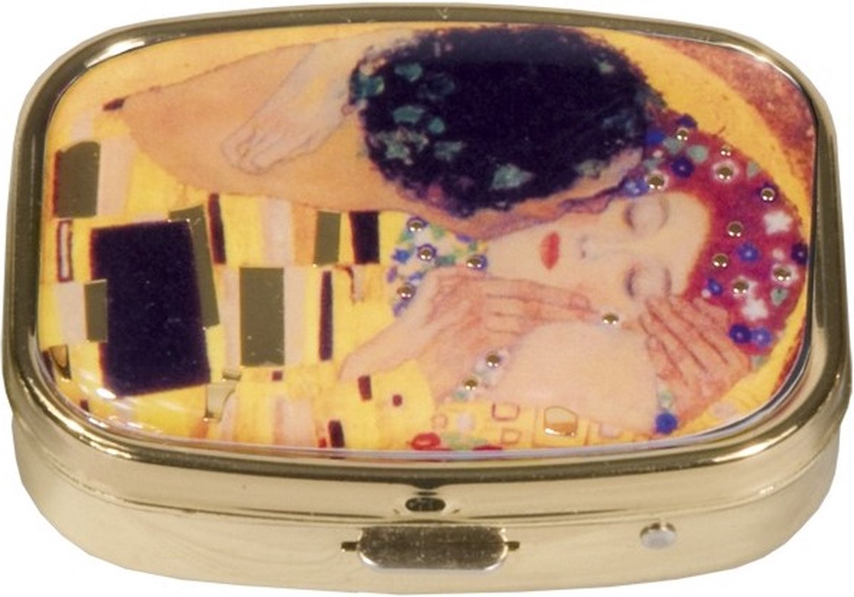 Pillendoosje met een afbeelding van De Kus van Gustav Klimt
