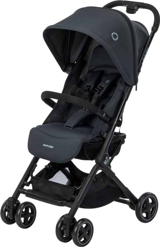 Maxi-Cosi Lara² buggy in het zwart, ingeklapt en uitgeklapt