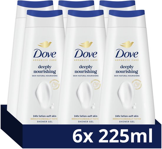 Dove Advanced Care Deeply Nourishing douchegel, voordeelverpakking 6 x 225 ml