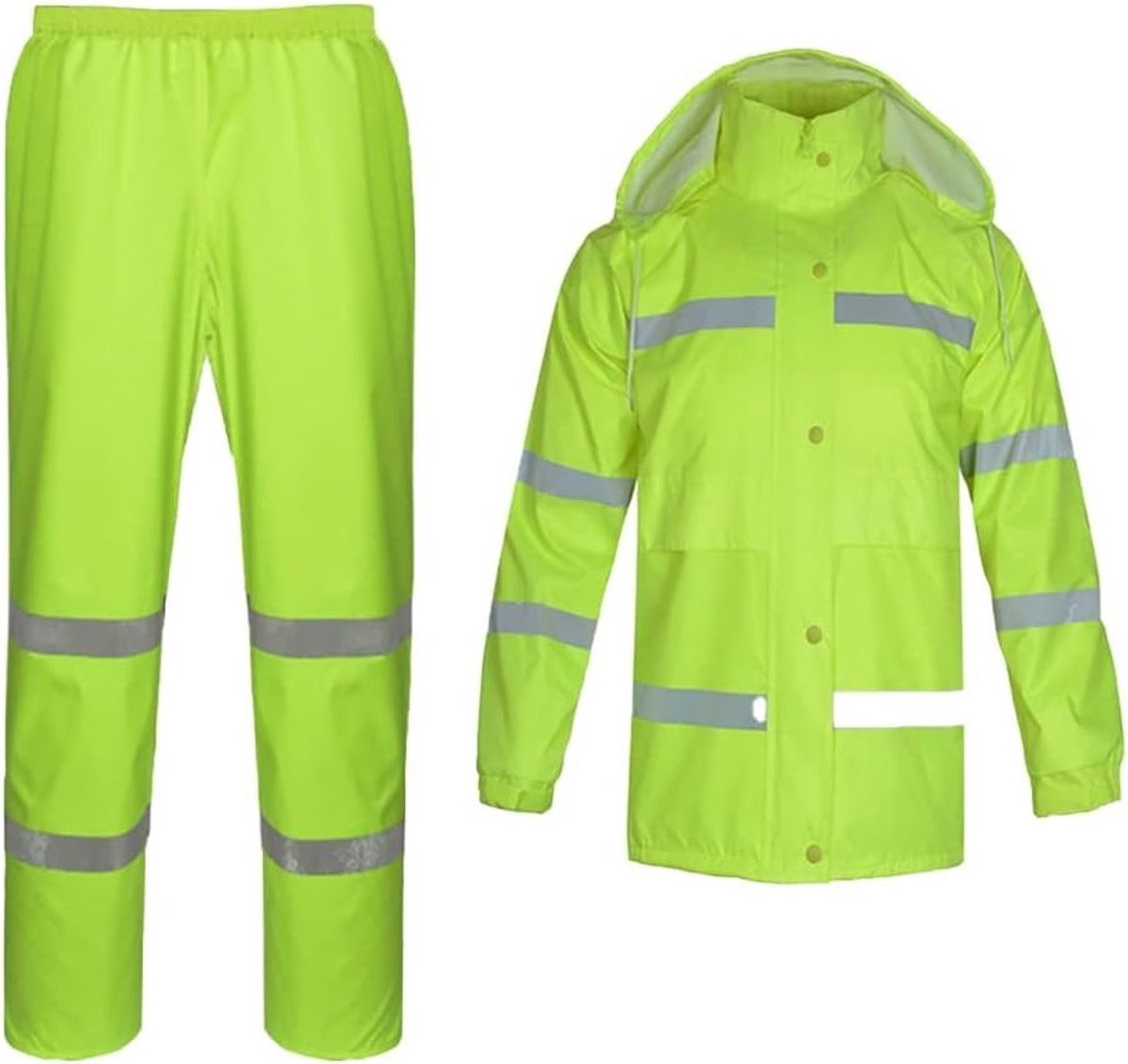 Regenpak met hoge zichtbaarheid, regenjas en broek voor buitenwerk