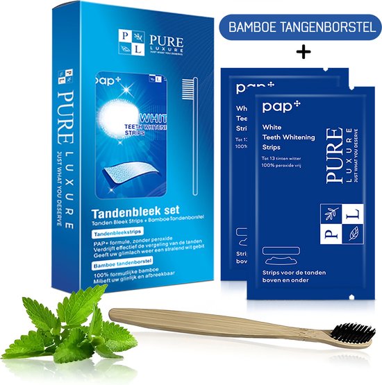 Transparante Whitening Strips inclusief bamboe tandenborstel, 28 stuks