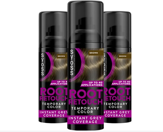 SYOSS Root Retouch uitgroeispray in middenbruin, voordeelverpakking van 3