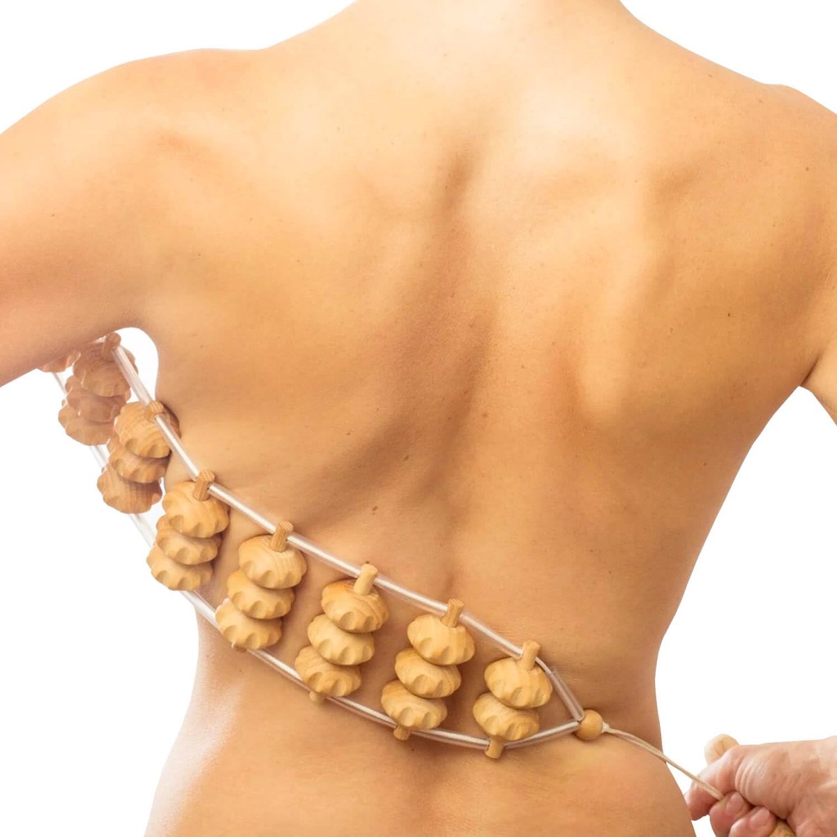 Famanu massage-apparaat voor rugmassage met houten handvat van 120 centimeter