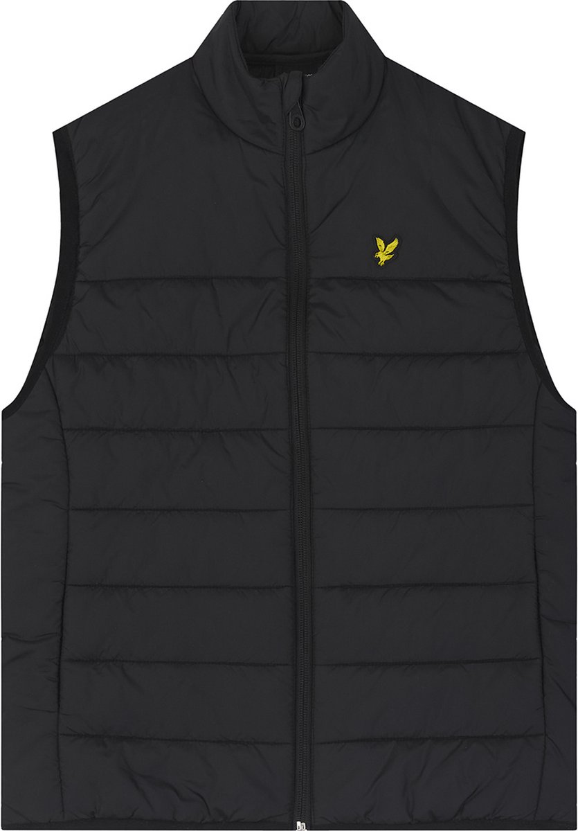 Lyle & Scott gewatteerde bodywarmer in jet zwart met geborduurd adelaarslogo