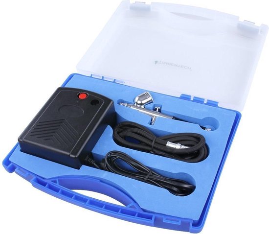 Compacte airbrush compressor set met airbrush pistool