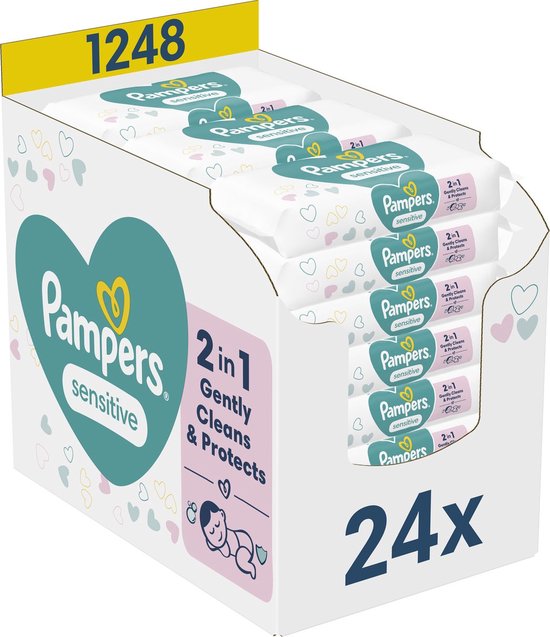 Pampers Sensitive Babydoekjes voordeelverpakking van 1248 stuks