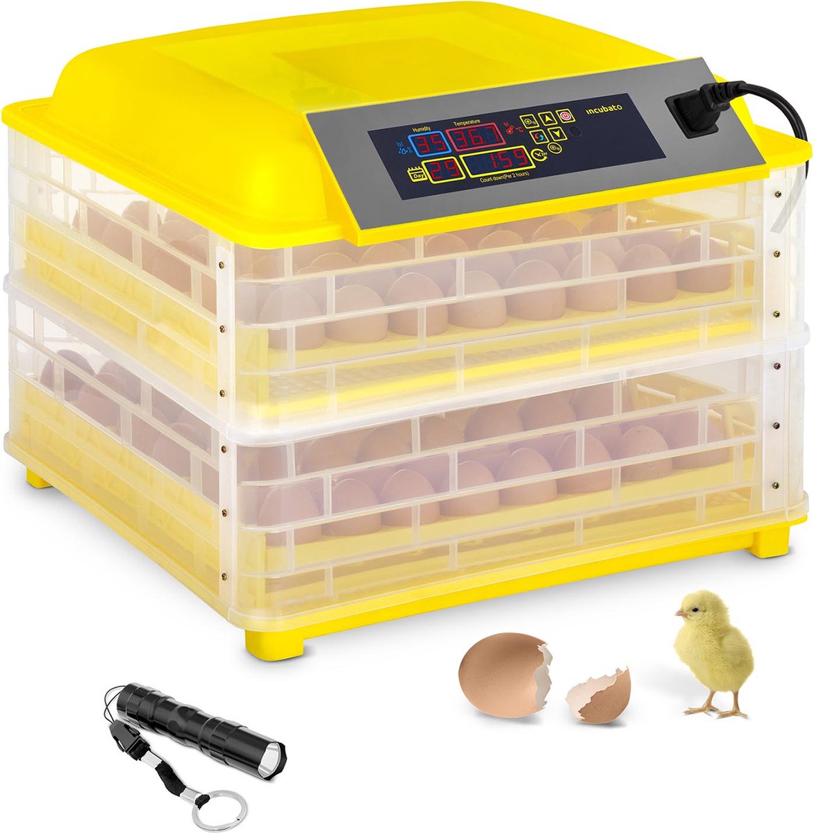 Incubato broedmachine met schouwlamp voor 112 eieren
