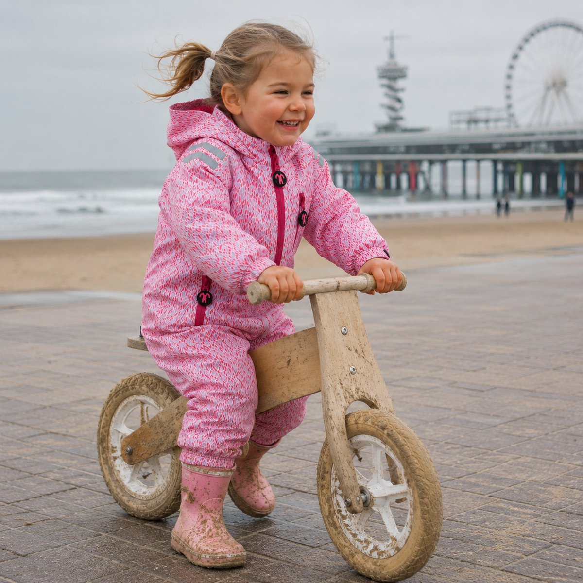 Ducksday kinderregenpak in roze en lila kleurstelling