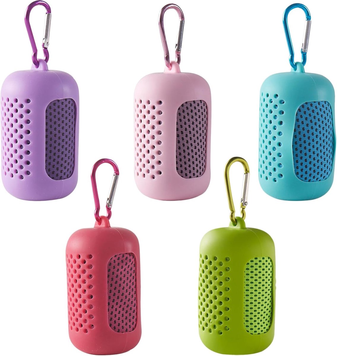 Set van 5 sneldrogende sporthanddoeken van 90 bij 30 cm met opbergzakjes