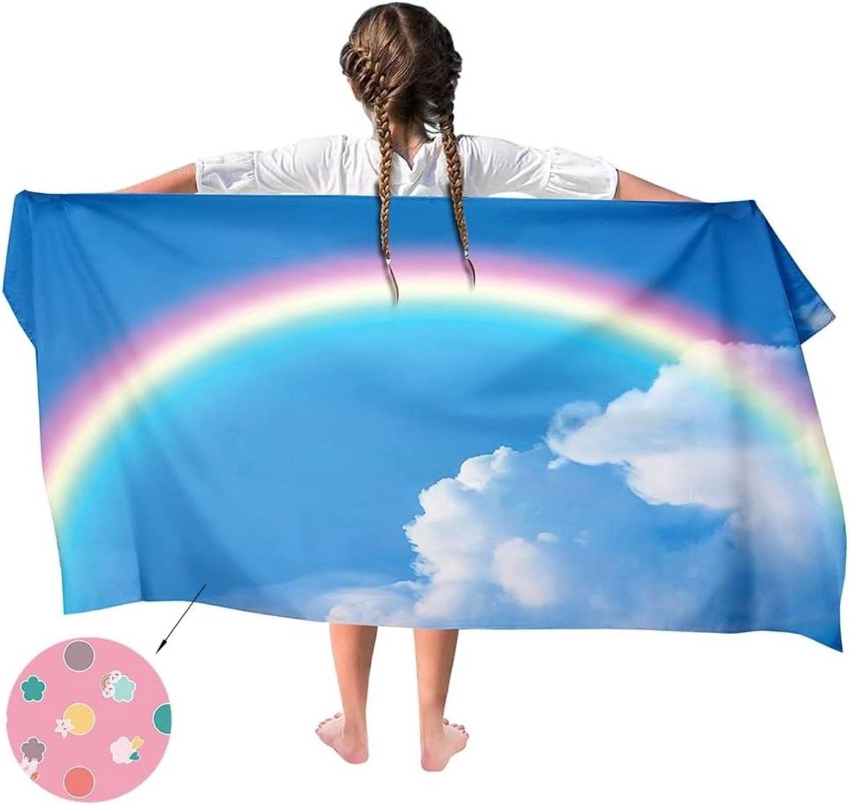 Sneldrogend strandlaken met regenboogprint van 140 bij 70 cm