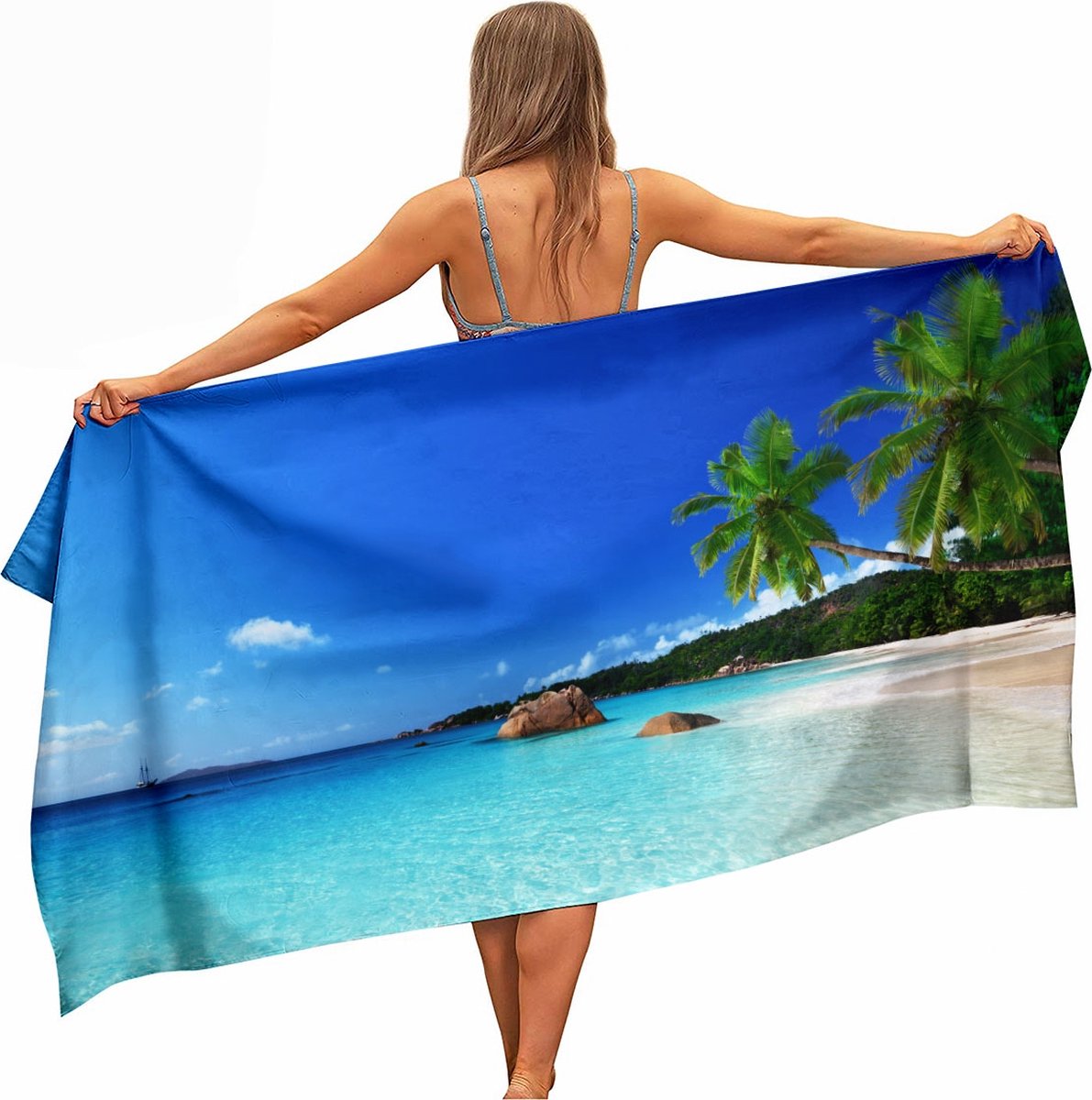 Ulticool sneldrogende handdoek met palmboomprint van 160 bij 80 cm
