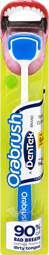 Orabrush Tongreiniger met zachte borstelharen en schraperrand