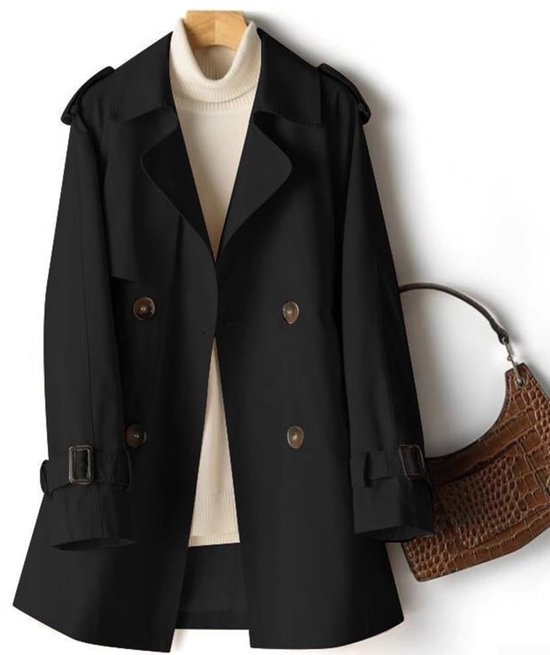 Jhubersproducts trenchcoat windjack in het zwart, middellang model