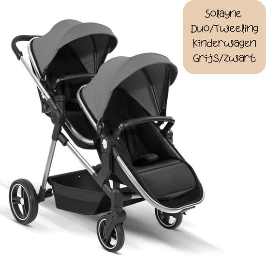 Solayne duo kinderwagen voor een tweeling, lichtgrijs