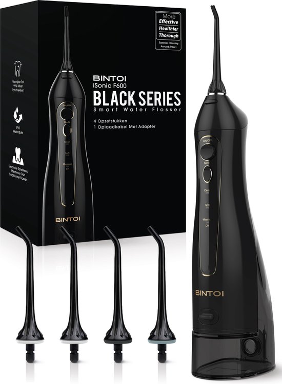 Bintoi iSonic Black Series F600 waterflosser in zwart